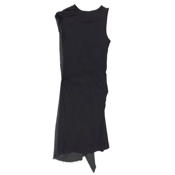 NEW Alexander McQueen MCQ Wool Drape Dress Lagenlook Minimal Modern Grunge Black